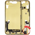 Mid-Frame Housing W/ Charging Port Flex & Small Parts For iPhone 14 (US Version) (Used OEM Pull: Grade B) (Yellow)