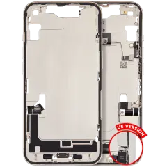 Mid-Frame Housing W/ Charging Port Flex & Small Parts For iPhone 14 (US Version) (Used OEM Pull: Grade C) (Starlight)