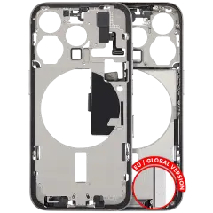 Mid-Frame Housing W/ Charging Port Flex & Small Parts For iPhone 15 Pro (EU / Global Version) (Used OEM Pull: Grade B) (White Titanium)