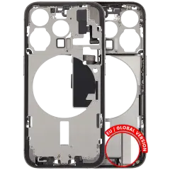 Mid-Frame Housing W/ Charging Port Flex & Small Parts For iPhone 15 Pro (EU / Global Version) (Used OEM Pull: Grade A) (Natural Titanium)