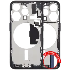 Mid-Frame Housing W/ Charging Port Flex & Small Parts For iPhone 15 Pro (EU / Global Version) (Used OEM Pull: Grade A) (Blue Titanium)