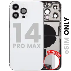 Back Housing W/ Charging Port Flex & Small Parts For iPhone 14 Pro Max (US Version) (Used OEM Pull: Grade B) (Silver)