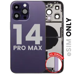 Back Housing W/ Charging Port Flex & Small Parts For iPhone 14 Pro Max (US Version) (Used OEM Pull: Grade A) (Deep Purple)