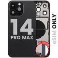 Back Housing W/ Charging Port Flex & Small Parts For iPhone 14 Pro Max (US Version) (Used OEM Pull: Grade A) (Space Black)