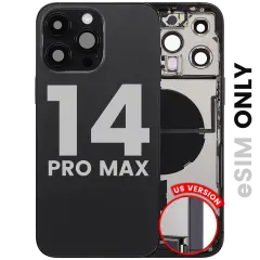 Back Housing W/ Charging Port Flex & Small Parts For iPhone 14 Pro Max (US Version) (Used OEM Pull: Grade A) (Space Black)