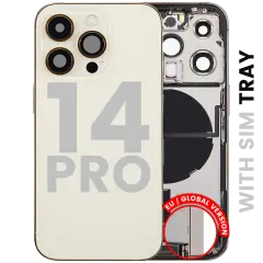Back Housing W/ Charging Port Flex & Small Parts For iPhone 14 Pro (EU / Global Version) (Used OEM Pull: Grade B) (Gold)