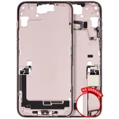 Mid-Frame Housing W/ Charging Port Flex & Small Parts For iPhone 15 Plus (US Version) (Used OEM Pull: Grade A) (Pink)