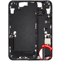 Mid-Frame Housing W/ Charging Port Flex & Small Parts For iPhone 15 Plus (US Version) (Used OEM Pull: Grade B) (Black)