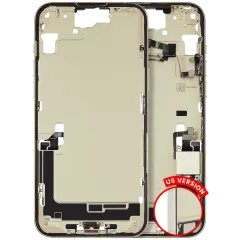 Mid-Frame Housing W/ Charging Port Flex & Small Parts For iPhone 15 Plus (US Version) (Used OEM Pull: Grade B) (Yellow)