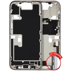 Mid-Frame Housing W/ Charging Port Flex & Small Parts For iPhone 16 Pro (US Version) (Used OEM Pull: Grade B) (White Titanium)