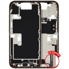 Mid-Frame Housing W/ Charging Port Flex & Small Parts For iPhone 16 Pro (US Version) (Used OEM Pull: Grade A) (Desert Titanium)