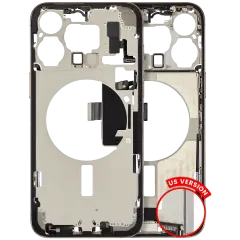 Mid-Frame Housing W/ Charging Port Flex & Small Parts For iPhone 15 Pro Max (US Version) (Used OEM Pull: Grade C) (Natural Titanium)