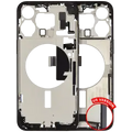 Mid-Frame Housing W/ Charging Port Flex & Small Parts For iPhone 15 Pro Max (US Version) (Used OEM Pull: Grade C) (Black Titanium)