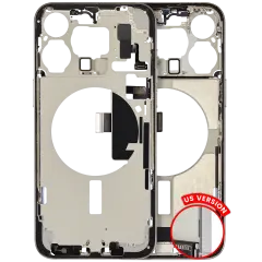 Mid-Frame Housing W/ Charging Port Flex & Small Parts For iPhone 15 Pro Max (US Version) (Used OEM Pull: Grade B) (White Titanium)