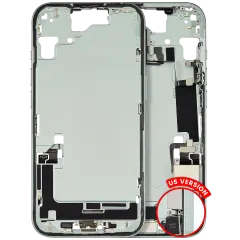 Mid-Frame Housing W/ Charging Port Flex & Small Parts For iPhone 15 (US Version) (Used OEM Pull: Grade A) (Green)