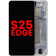 OLED Assembly With Frame For Samsung Galaxy S25 Edge (US & International Version) (Aftermarket Plus) (Titanium Silver)