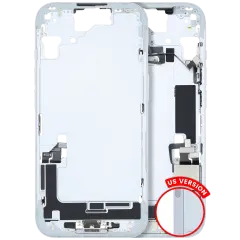 Mid-Frame Housing W/ Charging Port Flex & Small Parts For iPhone 15 (US Version) (Used OEM Pull: Grade B) (Blue)