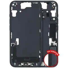 Mid-Frame Housing W/ Charging Port Flex & Small Parts For iPhone 15 (US Version) (Used OEM Pull: Grade C) (Black)