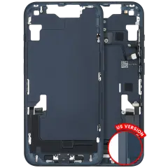 Mid-Frame Housing W/ Charging Port Flex & Small Parts For iPhone 14 (US Version) (Used OEM Pull: Grade A) (Midnight)