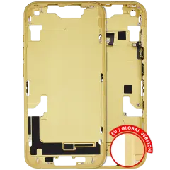 Mid-Frame Housing W/ Small Parts For iPhone 14 (EU / Global Version) (Used OEM Pull: Grade A) (Yellow)