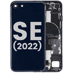 Back Housing W/ Charging Port Flex & Small Parts For iPhone SE (2022) (Used OEM Pull: Grade A) (Midnight)