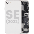 Back Housing W/ Charging Port Flex and Small Components Pre-Installed For iPhone SE (2022) (Used OEM Pull: Grade A) (Starlight)
