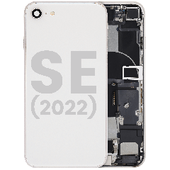 Back Housing W/ Charging Port Flex and Small Components Pre-Installed For iPhone SE (2022) (Used OEM Pull: Grade A) (Starlight)