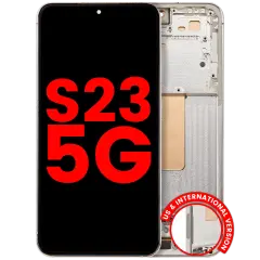 OLED Assembly With Frame For Samsung Galaxy S23 5G (US & International) (Aftermarket Plus) (Cream)