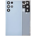 Back Cover Glass With Camera Lens For Samsung Galaxy S22 Ultra 5G (No Logo) (Aftermarket Plus) (Sky Blue)
