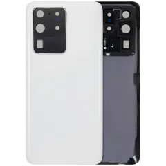 Back Cover Glass With Camera Lens For Samsung Galaxy S20 Ultra 5G (No Logo) (Aftermarket Plus) (Cloud White)
