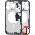 Mid-Frame Housing W/ Charging Port Flex & Small Parts For iPhone 15 Pro Max (US Version) (Used OEM Pull: Grade B) (Blue Titanium)