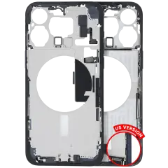 Mid-Frame Housing W/ Charging Port Flex & Small Parts For iPhone 15 Pro Max (US Version) (Used OEM Pull: Grade B) (Blue Titanium)