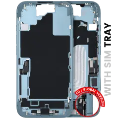 Mid-Frame Housing W/ Charging Port Flex & Small Parts For iPhone 16 (EU / Global Version) (Used OEM Pull: Grade C) (Teal)