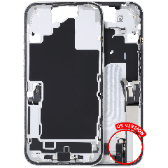 Mid-Frame Housing W/ Charging Port Flex & Small Parts For iPhone 16 (US Version) (Used OEM Pull: Grade B) (White)