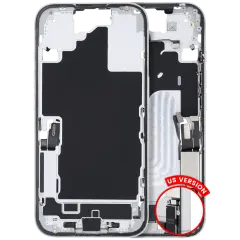 Mid-Frame Housing W/ Charging Port Flex & Small Parts For iPhone 16 (US Version) (Used OEM Pull: Grade C) (White)