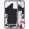 Mid-Frame Housing W/ Charging Port Flex & Small Parts For iPhone 16 (US Version) (Used OEM Pull: Grade A) (White)
