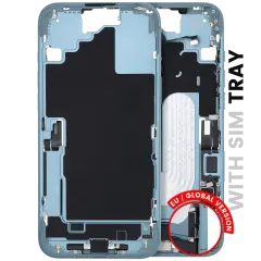 Mid-Frame Housing W/ Charging Port Flex & Small Parts For iPhone 16 Plus (EU / Global Version) (Used OEM Pull: Grade A) (Teal)