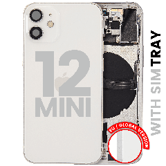 Back Housing W/ Small Parts For iPhone 12 Mini (EU / Global Version) (Used OEM Pull: Grade B) (White)