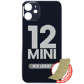 Back Glass With 3M Adhesive For iPhone 12 Mini (No Logo / Large Camera Hole) (Black)