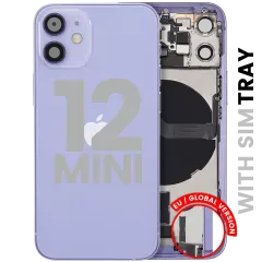 Back Housing W/ Charging Port Flex & Small Parts For iPhone 12 Mini (EU / Global Version) (Used OEM Pull: Grade A) (Purple)