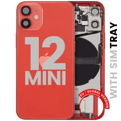 Back Housing W/ Charging Port Flex & Small Parts For iPhone 12 Mini (EU / Global Version) (Used OEM Pull: Grade A) (Red)