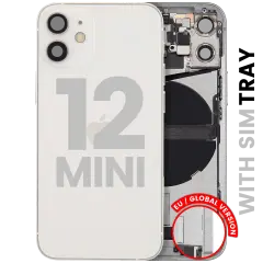 Back Housing W/ Charging Port Flex & Small Parts For iPhone 12 Mini (EU / Global Version) (Used OEM Pull: Grade A) (White)