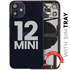 Back Housing W/ Charging Port Flex & Small Parts For iPhone 12 Mini (EU / Global Version) (Used OEM Pull: Grade B) (Black)