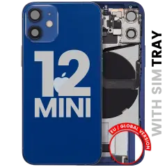 Back Housing W/ Charging Port Flex & Small Parts For iPhone 12 Mini (EU / Global Version) (Used OEM Pull: Grade B) (Blue)