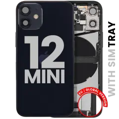 Back Housing W/ Charging Port Flex & Small Parts For iPhone 12 Mini (EU / Global Version) (Used OEM Pull: Grade C) (Black)