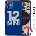 Back Housing W/ Charging Port Flex & Small Parts For iPhone 12 Mini (EU / Global Version) (Used OEM Pull: Grade C) (Blue)