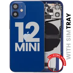 Back Housing W/ Charging Port Flex & Small Parts For iPhone 12 Mini (EU / Global Version) (Used OEM Pull: Grade C) (Blue)