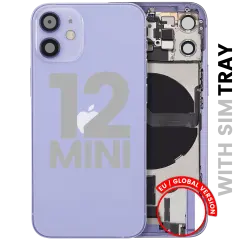 Back Housing W/ Charging Port Flex & Small Parts For iPhone 12 Mini (EU / Global Version) (Used OEM Pull: Grade C) (Purple)
