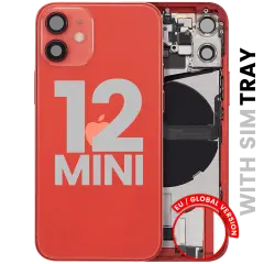 Back Housing W/ Charging Port Flex & Small Parts For iPhone 12 Mini (EU / Global Version) (Used OEM Pull: Grade C) (Red)