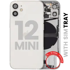 Back Housing W/ Charging Port Flex & Small Parts For iPhone 12 Mini (EU / Global Version) (Used OEM Pull: Grade C) (White)